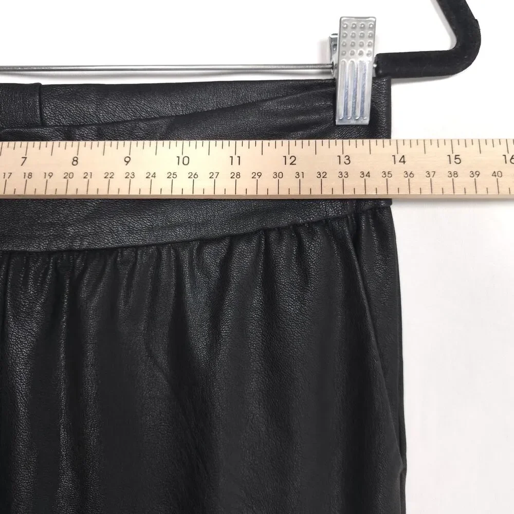 COMMANDO Faux Leather Jogger Pants Black High Rise Stretch Pull On Women Small - Picture 6 of 12